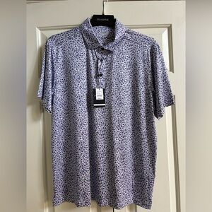Jos. A. Bank Men's Short-Sleeve Floral Polo in Blue and White